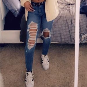 High Rise Distressed Jeans Size 1
